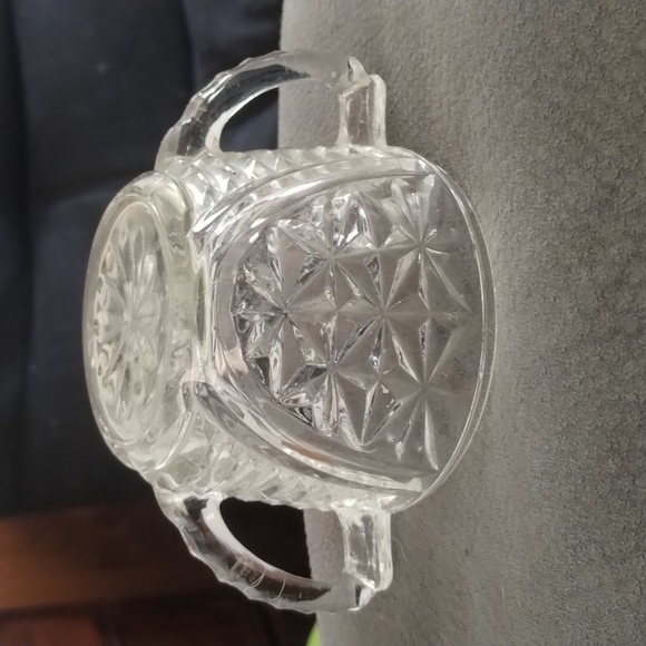 Vintage Anchor Hocking Clear Crystal Glass Open Sugar Stars Bars D Handle G7 - Picture 2 of 4